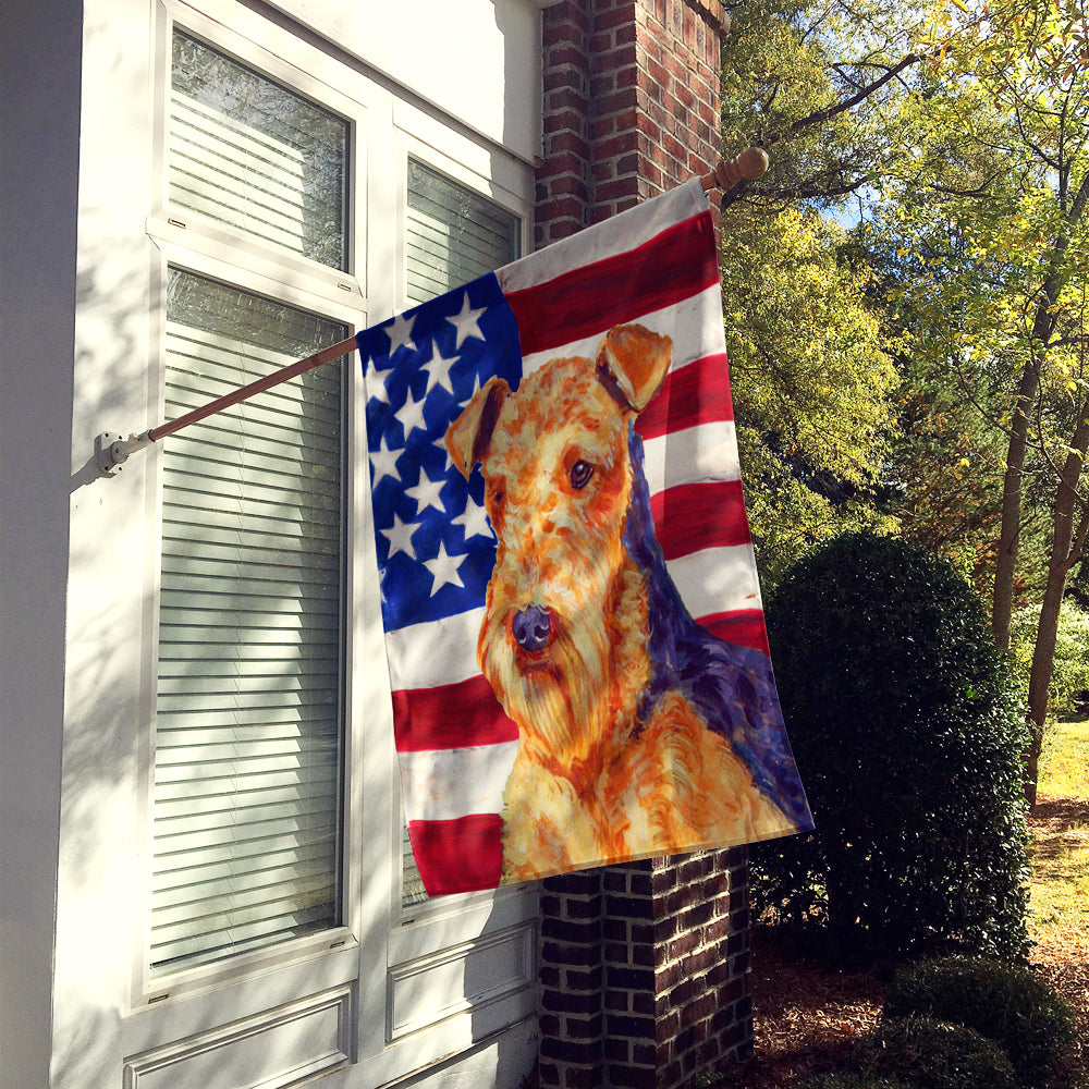 Caroline's Treasures USA American Flag with Airedale Flag Canvas House Size