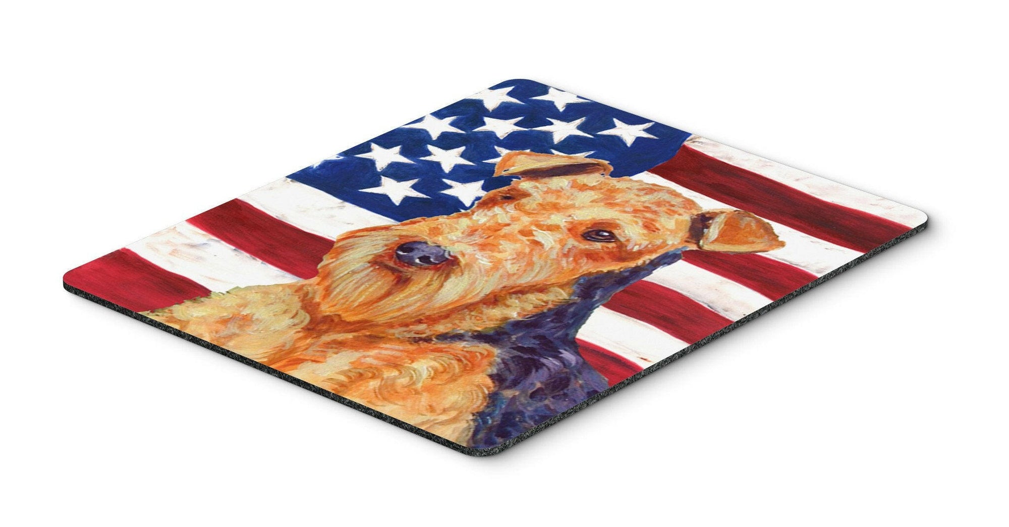USA American Flag with Airedale Mouse Pad, Hot Pad or Trivet by Caroline's Treasures