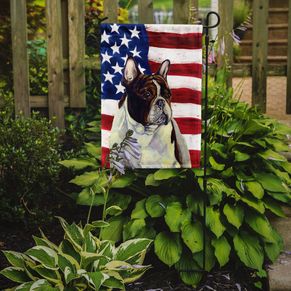 USA American Flag with French Bulldog Flag Garden Size.