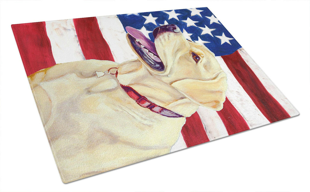 USA American Flag with Labrador Glass Cutting Board Large by Caroline&#39;s Treasures