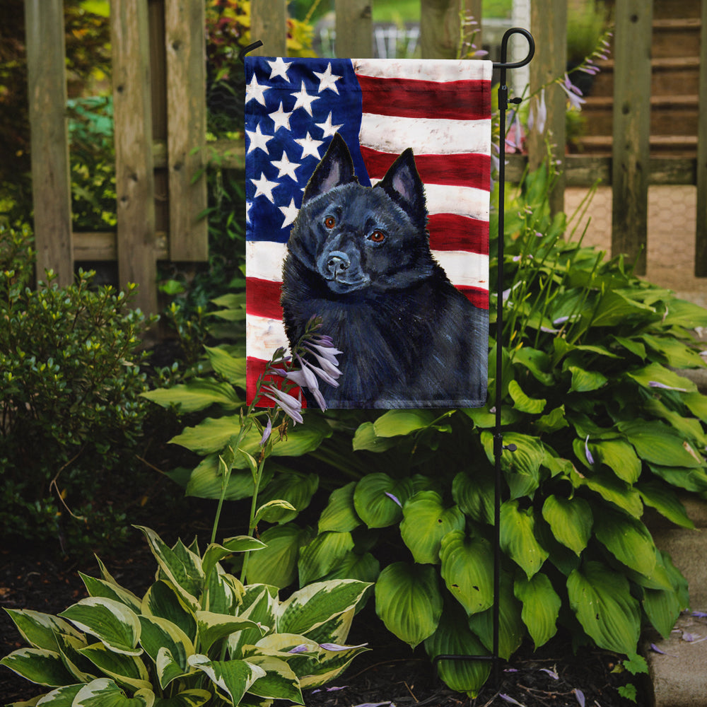 Drapeau américain des États-Unis avec drapeau Schipperke Taille du jardin
