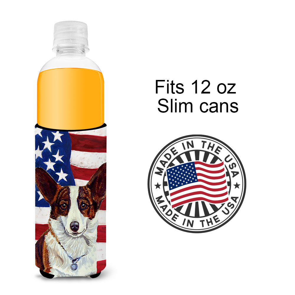 USA Drapeau américain avec Corgi Ultra Beverage Isolateurs pour canettes minces LH9011MUK