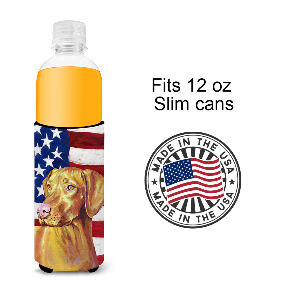 USA American Flag with Vizsla Ultra Beverage Insulators for slim cans LH9012MUK