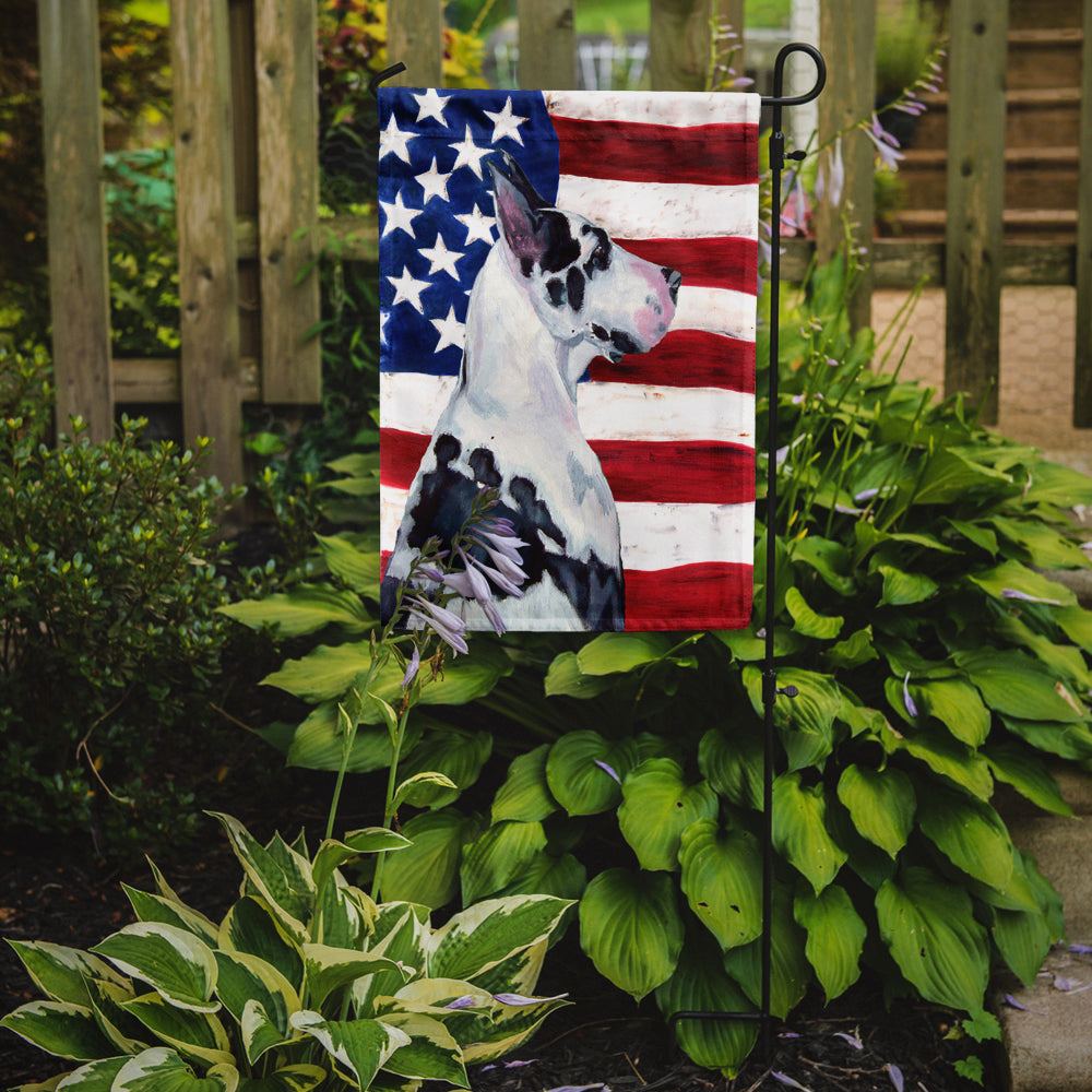 Drapeau américain des États-Unis avec la taille du jardin du drapeau Great Dane