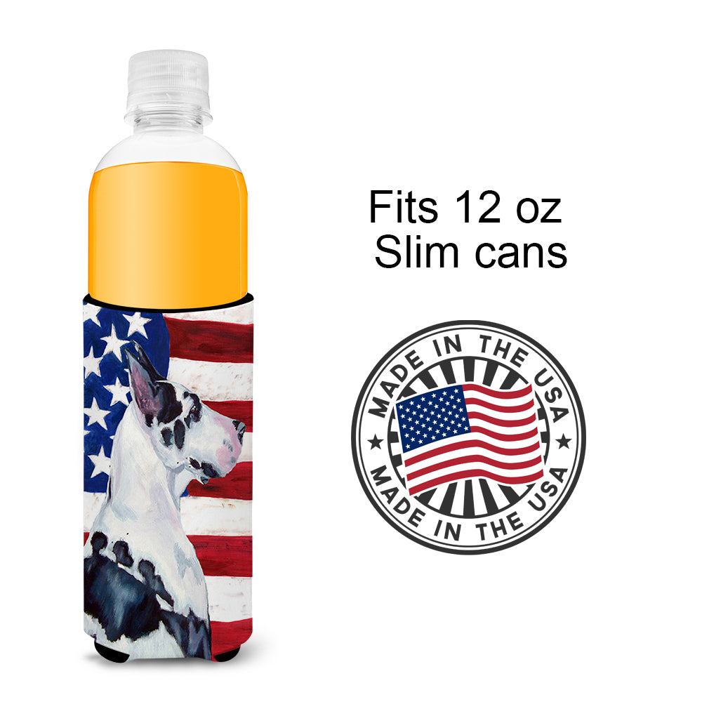 USA American Flag with Great Dane Ultra Beverage Insulators for slim cans LH9013MUK.