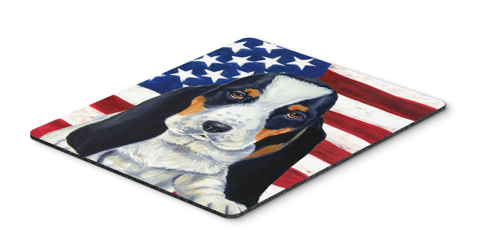 USA American Flag with Basset Hound Mouse Pad, Hot Pad or Trivet by Caroline's Treasures