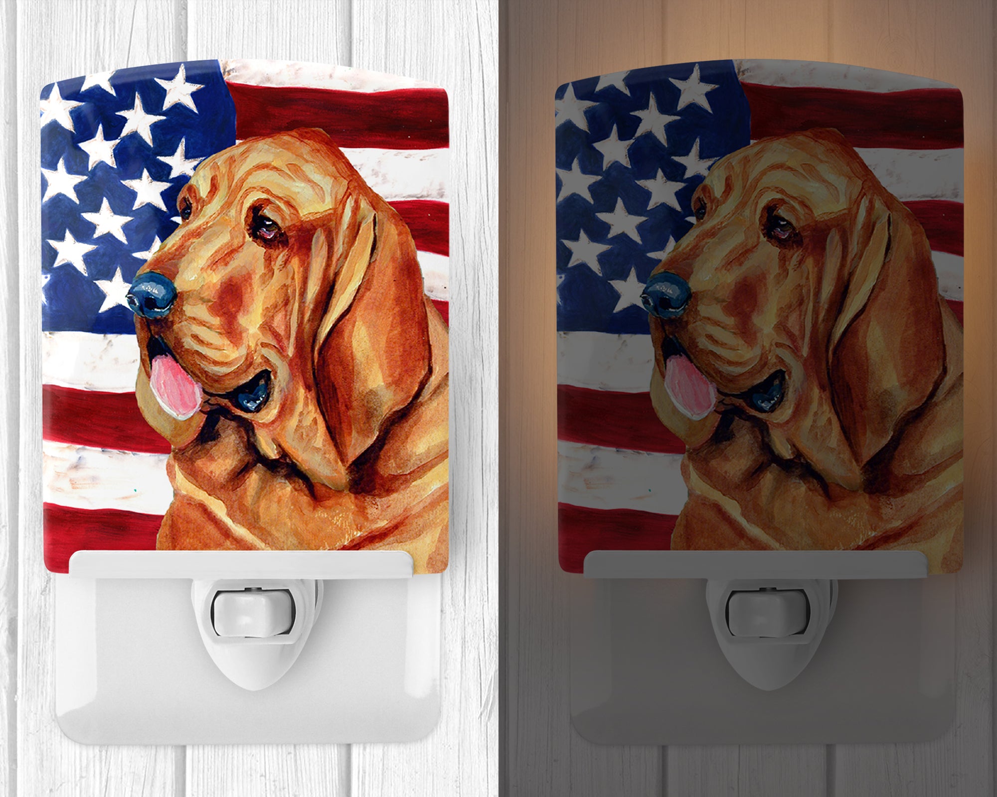 USA American Flag with Bloodhound Ceramic Night Light LH9016CNL - the-store.com