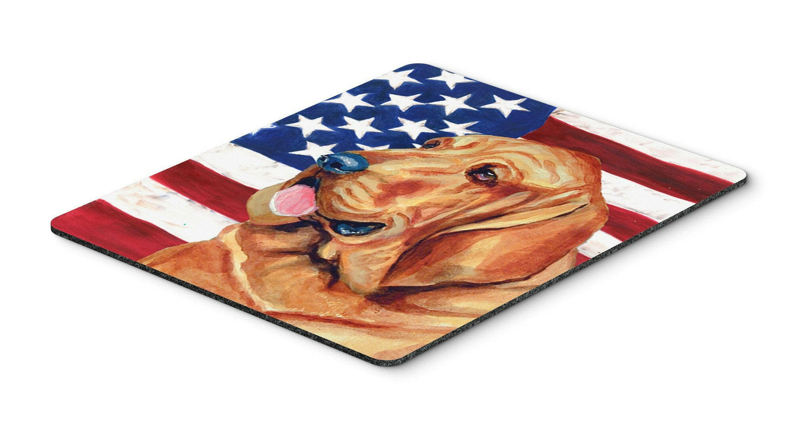 USA American Flag with Bloodhound Mouse Pad, Hot Pad or Trivet by Caroline's Treasures