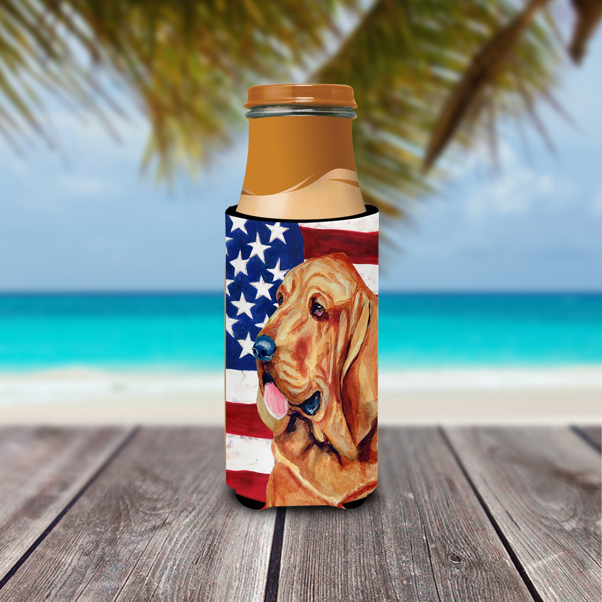 USA American Flag with Bloodhound Ultra Beverage Insulators for slim cans LH9016MUK.