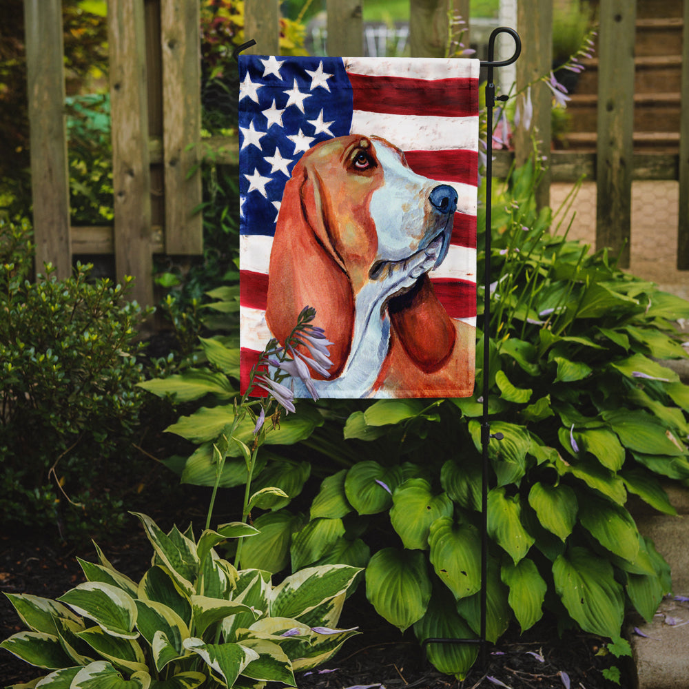 USA American Flag with Basset Hound Flag Garden Size