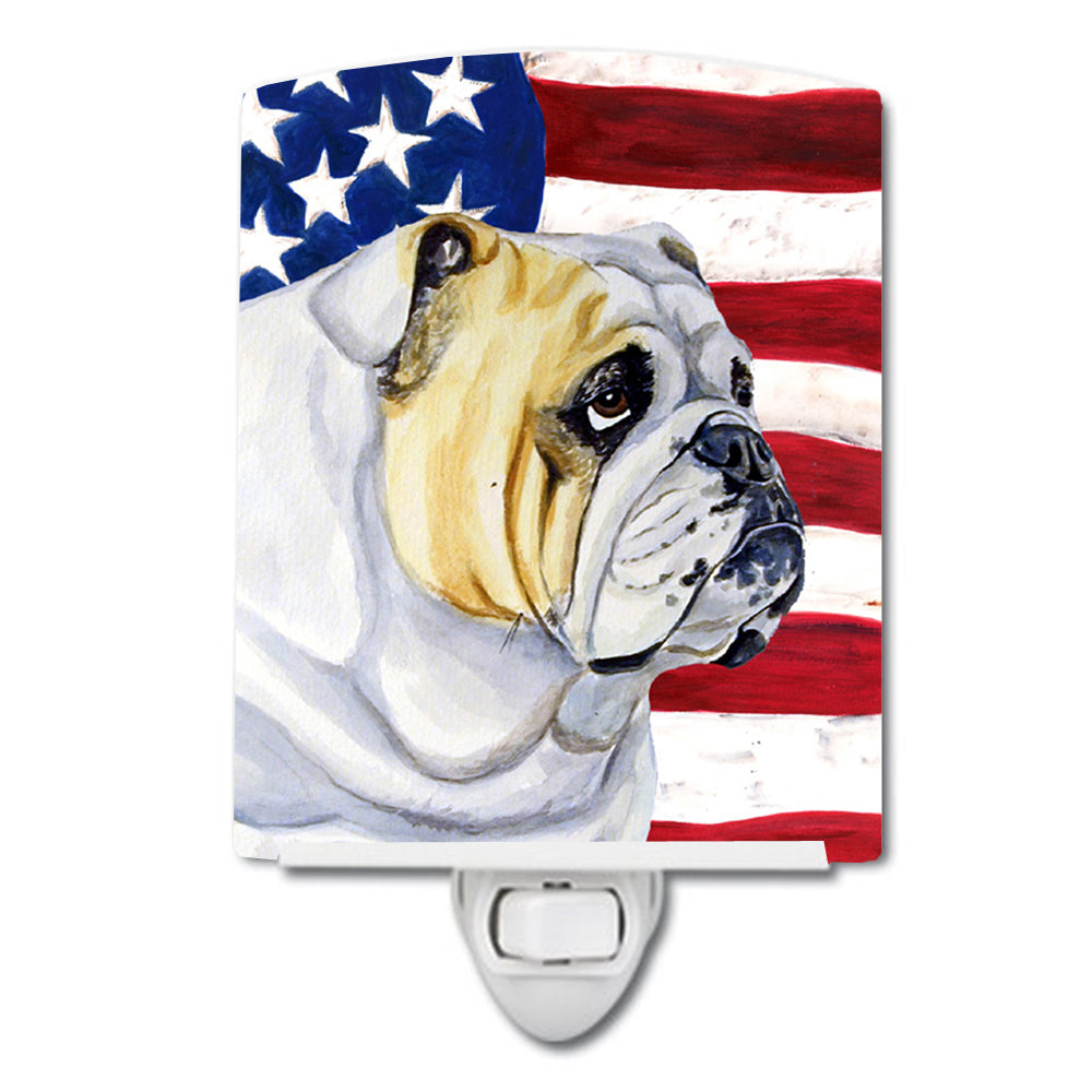 USA American Flag with English Bulldog Ceramic Night Light LH9018CNL - the-store.com