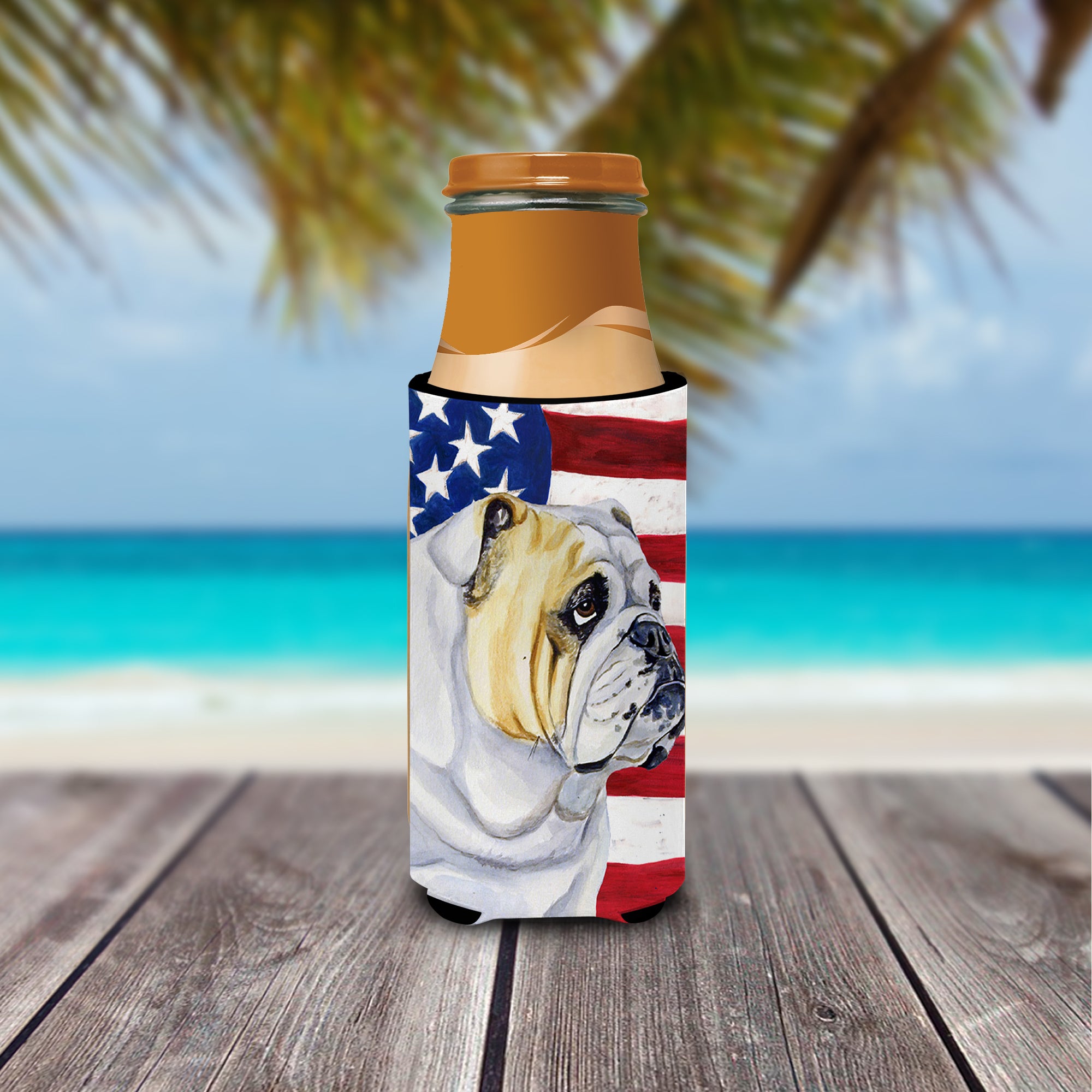 USA drapeau américain avec anglais Bulldog Ultra Beverage Isolateurs pour canettes minces LH9018MUK