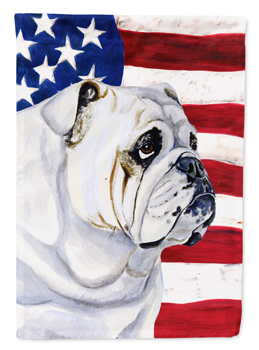 USA American Flag with English Bulldog Flag Canvas House Size  the-store.com.