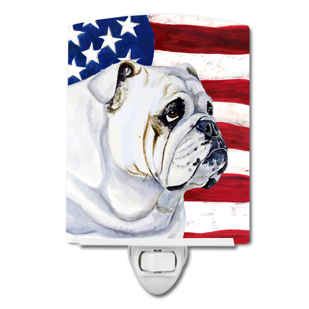 USA American Flag with English Bulldog Ceramic Night Light LH9019CNL - the-store.com
