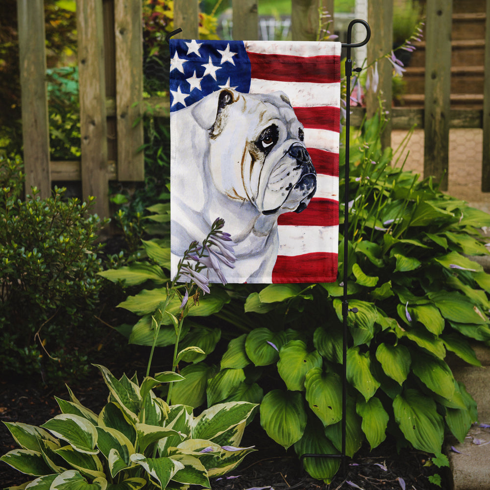 USA American Flag with English Bulldog Flag Garden Size.