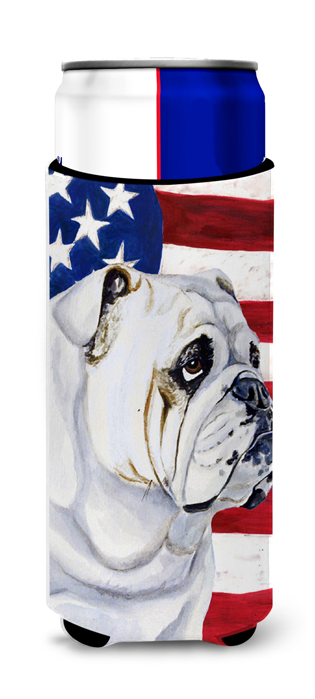 USA American Flag with English Bulldog Ultra Beverage Insulators for slim cans LH9019MUK