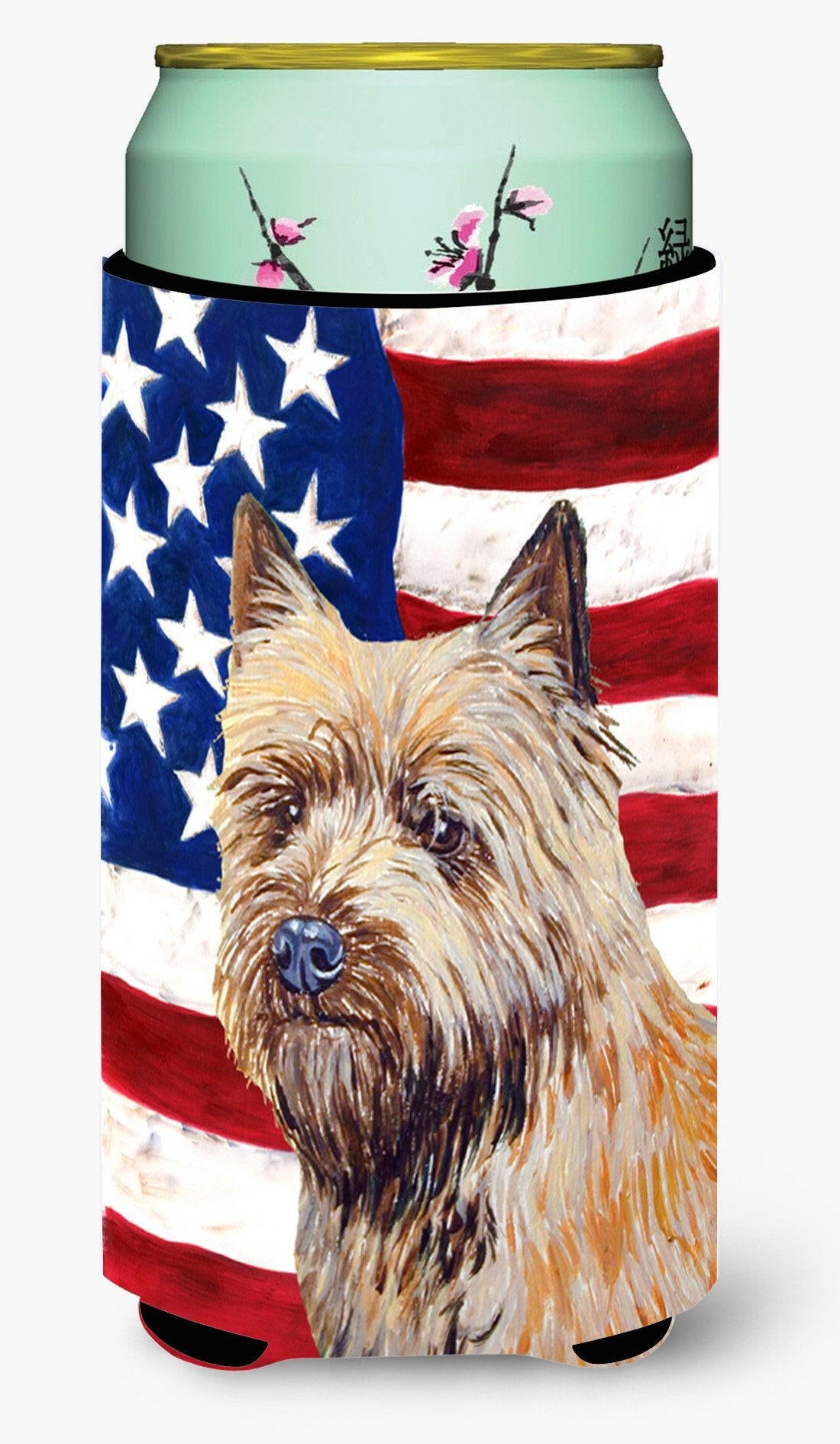 USA American Flag with Cairn Terrier  Tall Boy Beverage Insulator Beverage Insulator Hugger by Caroline&#39;s Treasures