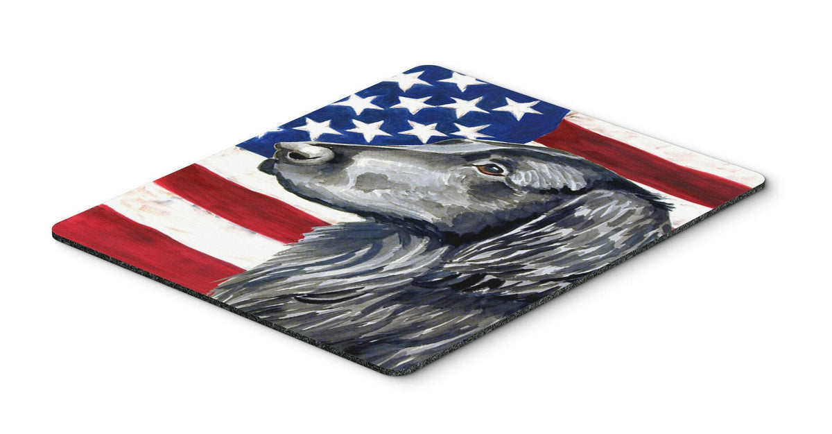 USA American Flag with Flat Coated Retriever Mouse Pad, Hot Pad or Trivet by Caroline&#39;s Treasures