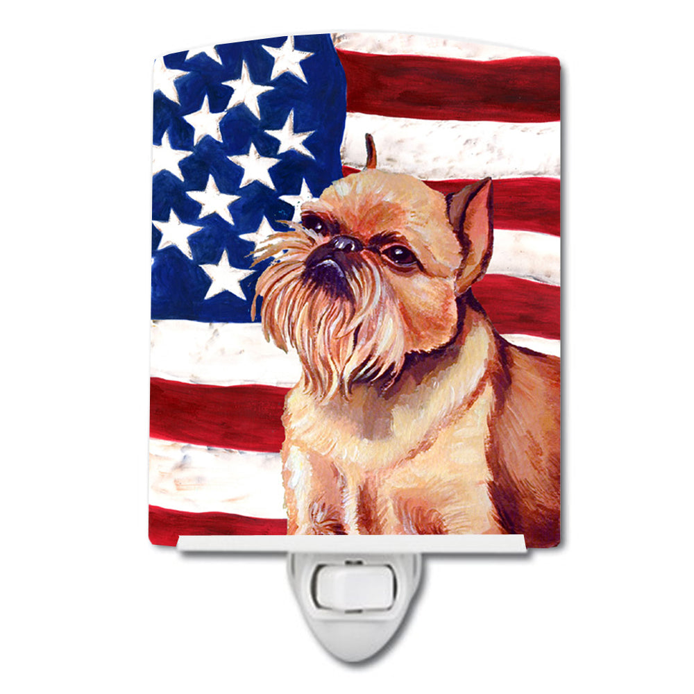 USA American Flag with Brussels Griffon Ceramic Night Light LH9023CNL - the-store.com