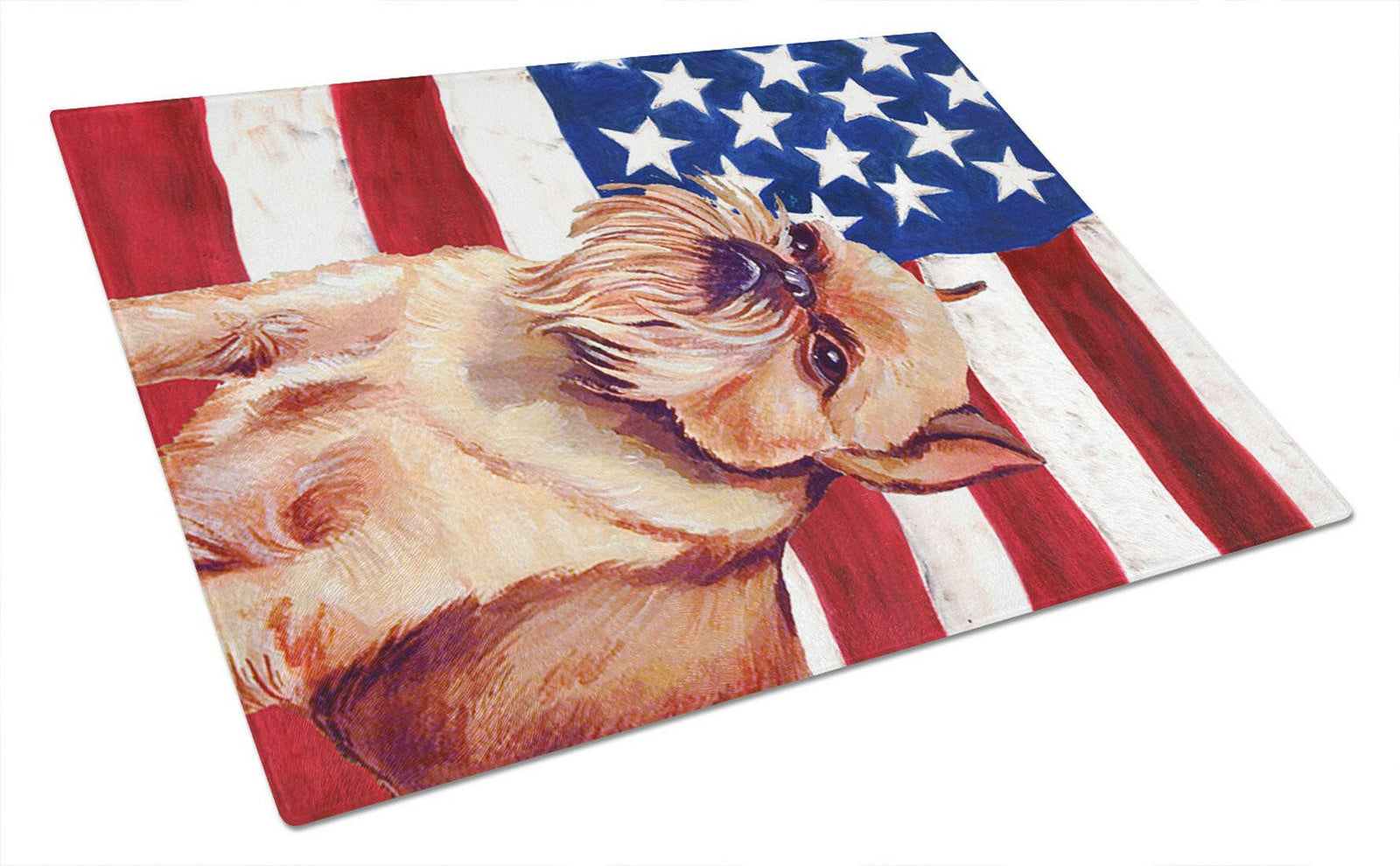 USA American Flag with Brussels Griffon Glass Cutting Board Large by Caroline's Treasures
