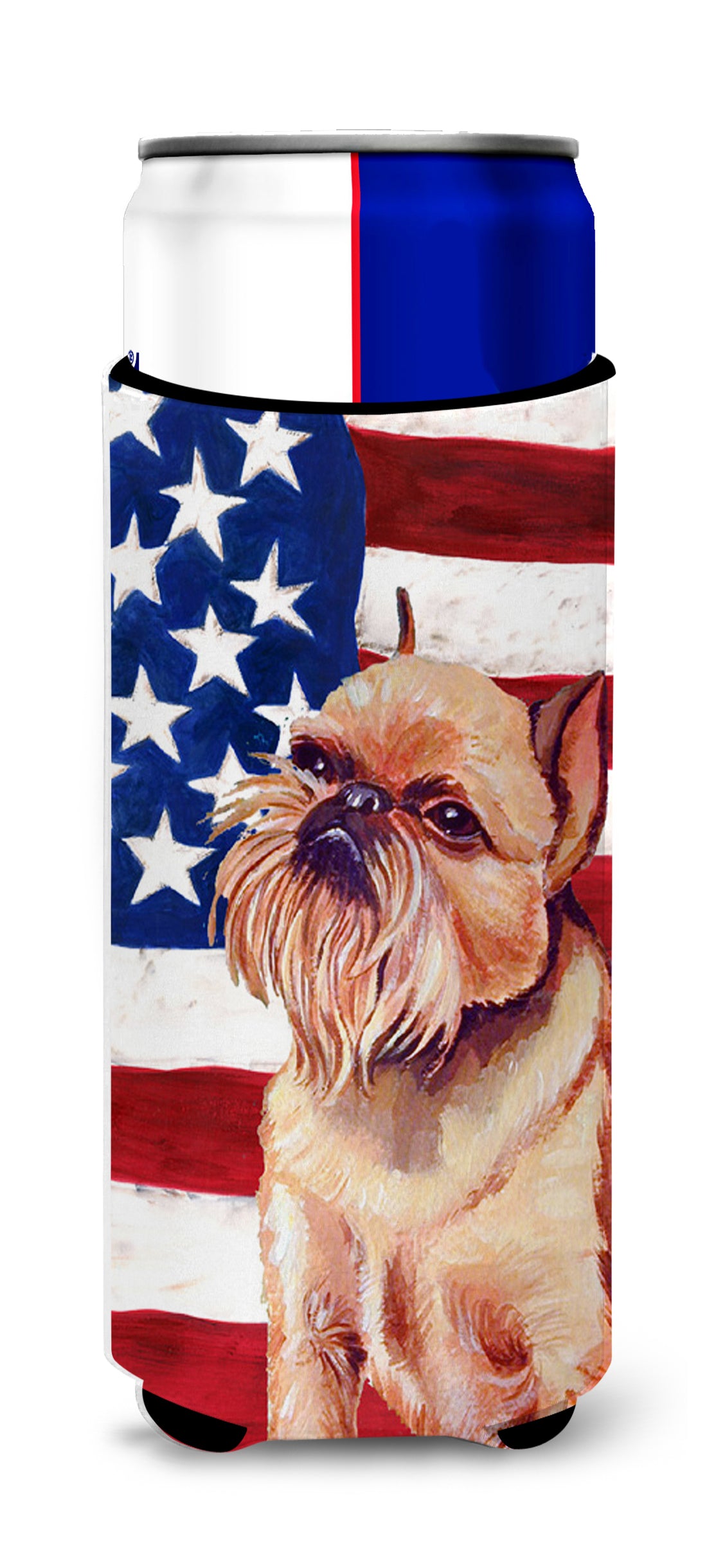 USA American Flag with Brussels Griffon Ultra Beverage Insulators for slim cans LH9023MUK