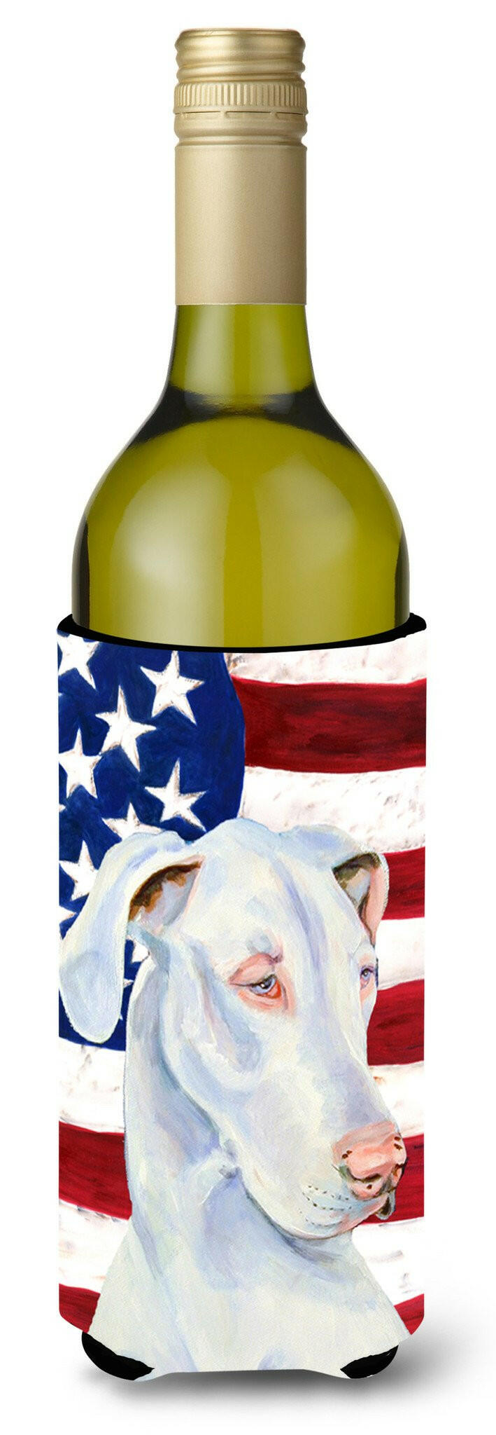 USA American Flag with Great Dane Wine Bottle Beverage Insulator Beverage Insulator Hugger LH9026LITERK by Caroline&#39;s Treasures