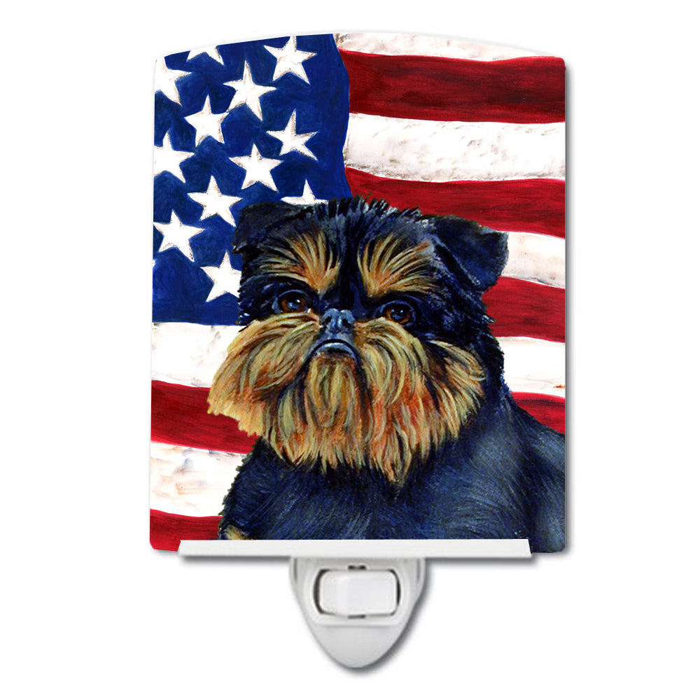 USA American Flag with Brussels Griffon Ceramic Night Light LH9027CNL - the-store.com