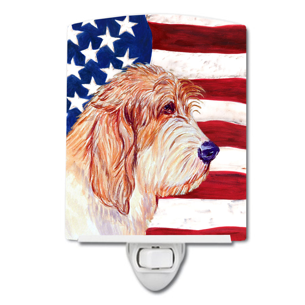 USA American Flag with Petit Basset Griffon Vendeen Ceramic Night Light LH9036CNL - the-store.com