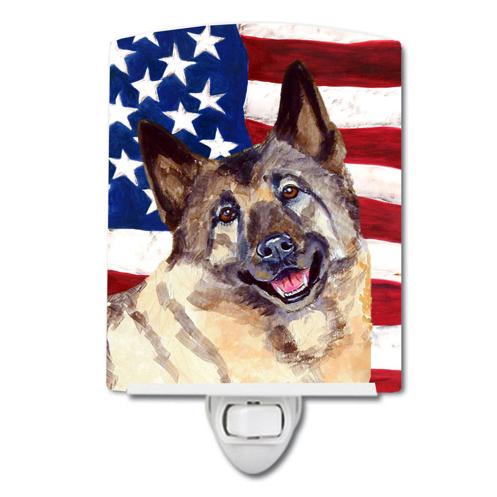 USA American Flag with Norwegian Elkhound Ceramic Night Light LH9037CNL - the-store.com