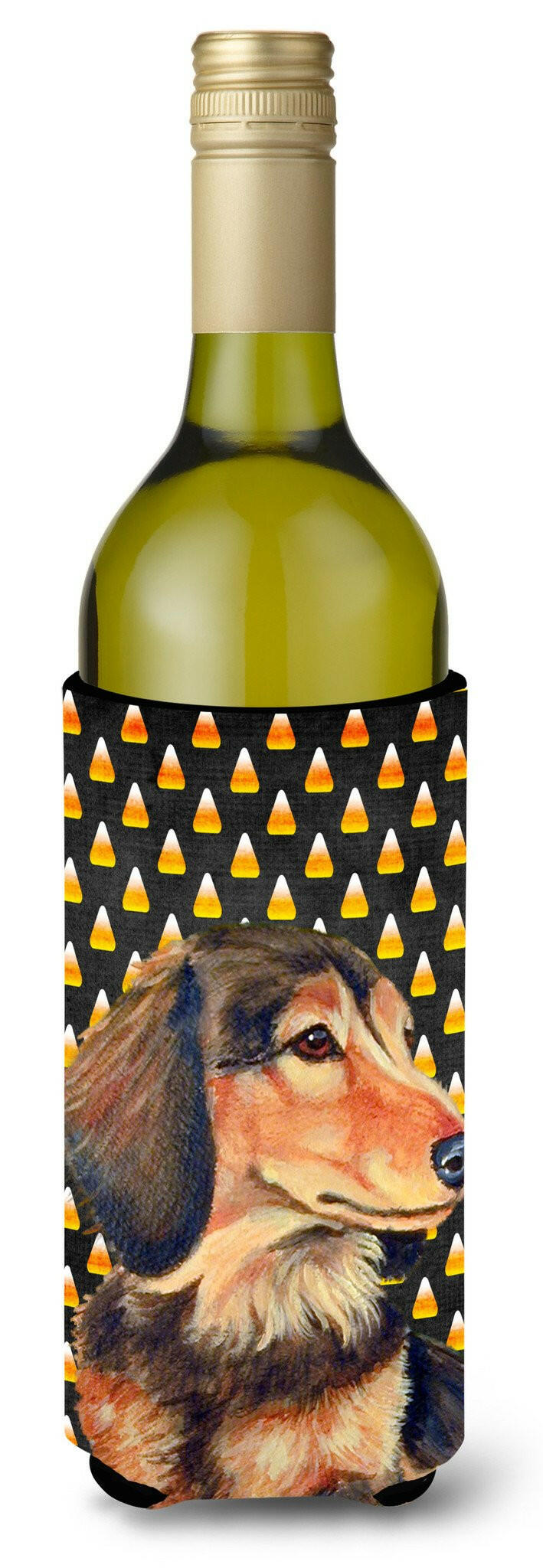 Dachshund Candy Corn Halloween Portrait Wine Bottle Beverage Insulator Beverage Insulator Hugger by Caroline&#39;s Treasures