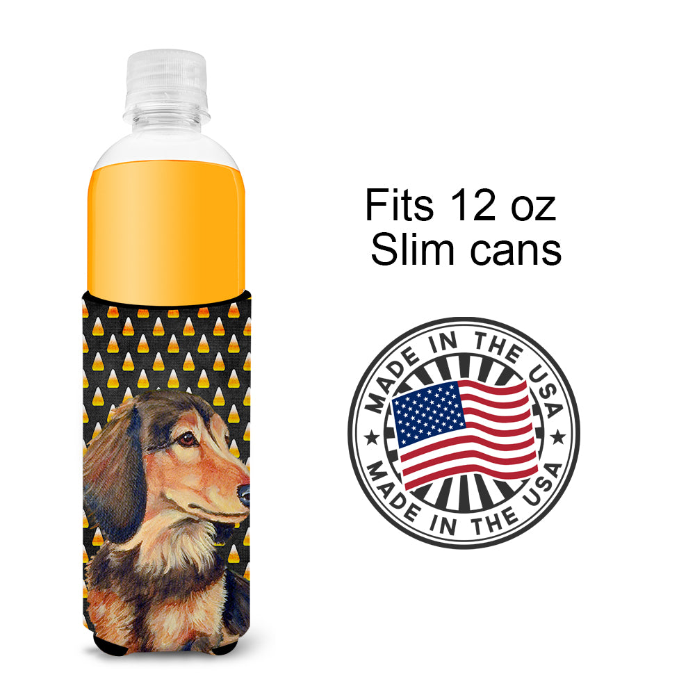 Dachshund Candy Corn Halloween Portrait Ultra Beverage Insulators for slim cans LH9041MUK.