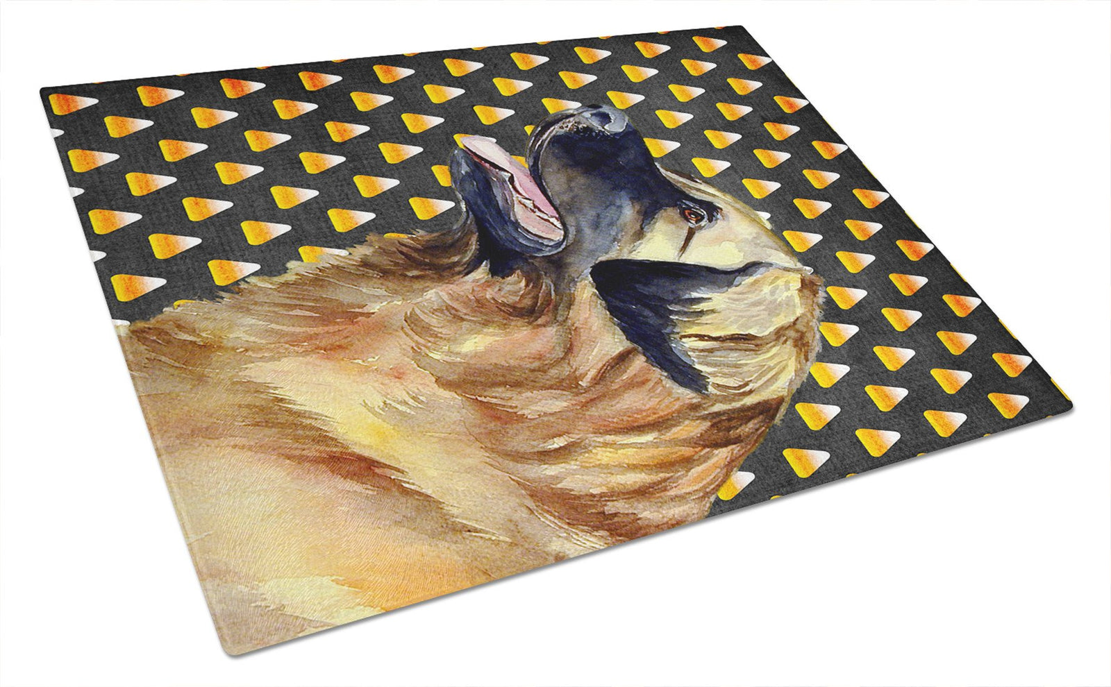 Leonberger Candy Corn Halloween Portrait Glass Cutting Board Large by Caroline's Treasures