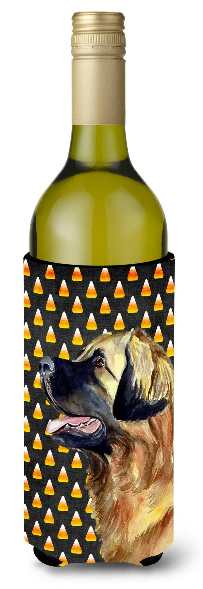 Leonberger Candy Corn Halloween Portrait Wine Bottle Beverage Insulator Beverage Insulator Hugger by Caroline&#39;s Treasures