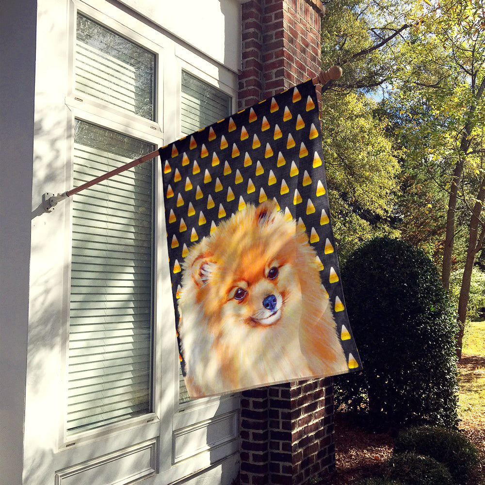 Pomeranian Candy Corn Halloween Portrait Flag Canvas House Size  the-store.com.
