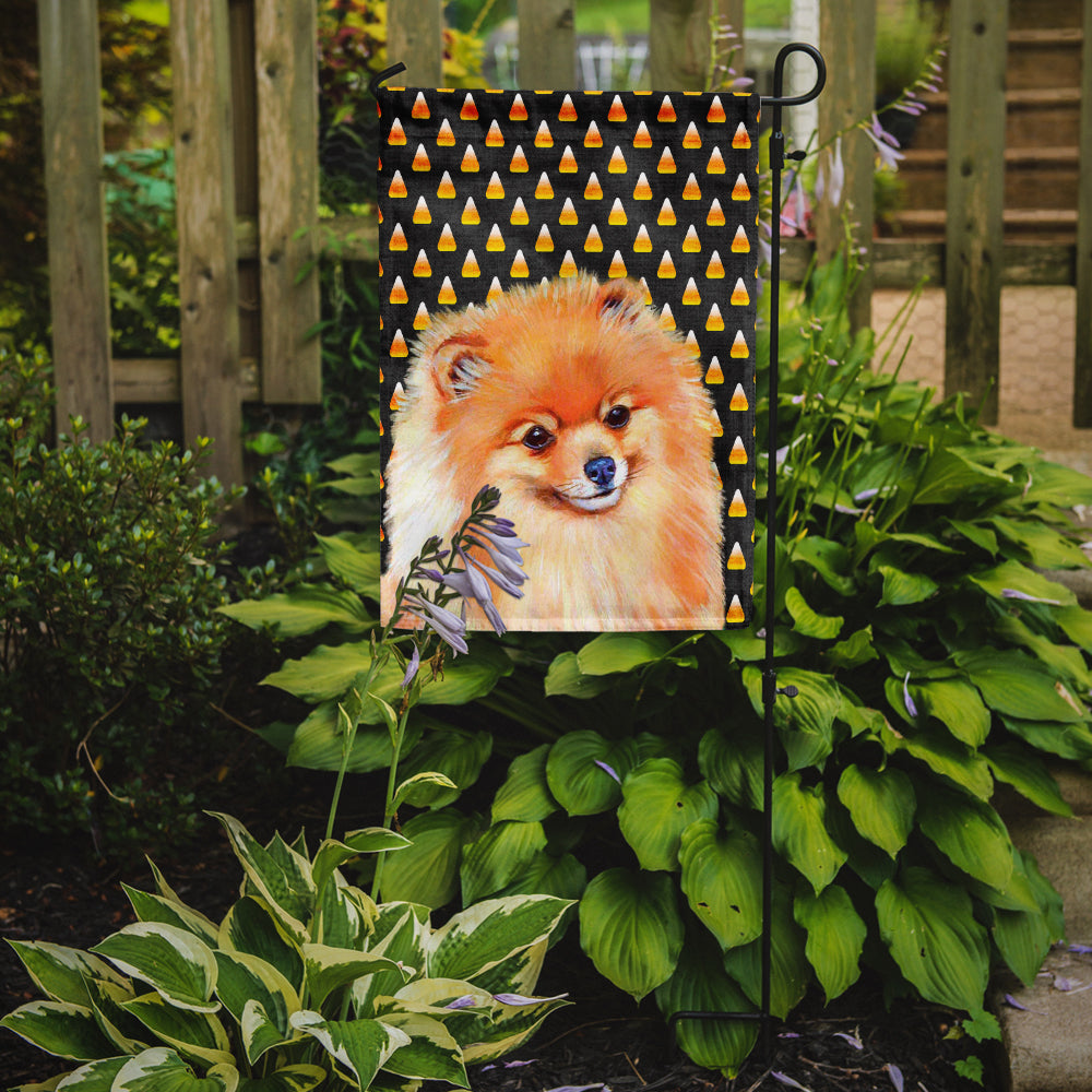 Pomeranian Candy Corn Halloween Portrait Flag Garden Size