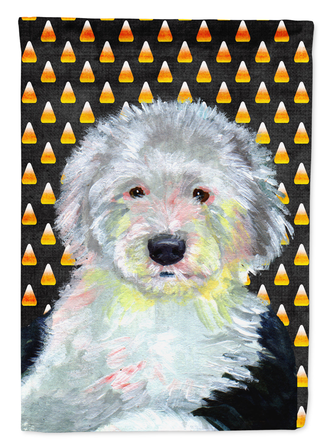 Old English Sheepdog Candy Corn Halloween Portrait Flag Canvas House Size  the-store.com.