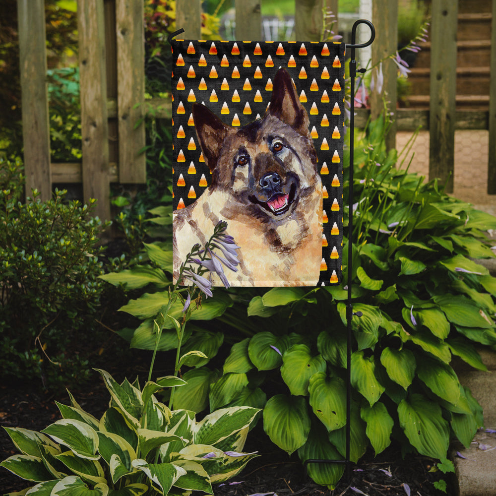 Norwegian Elkhound Candy Corn Halloween Portrait Flag Garden Size