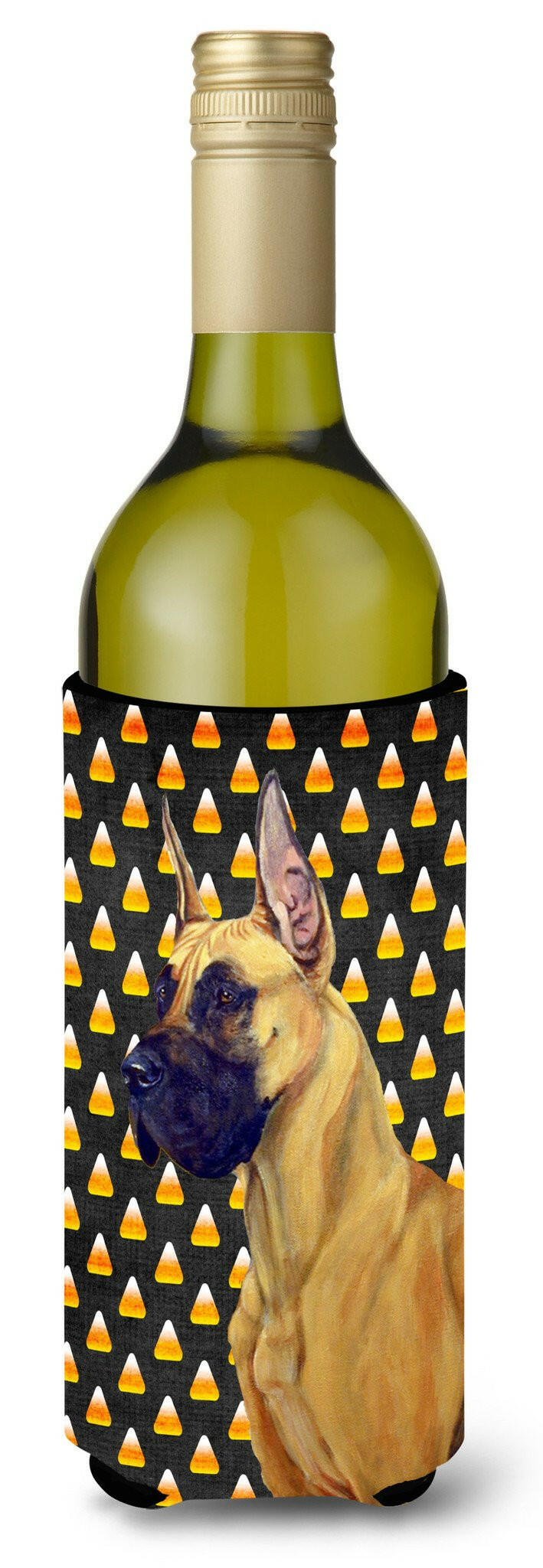 Great Dane Candy Corn Halloween Portrait Wine Bottle Beverage Insulator Beverage Insulator Hugger by Caroline&#39;s Treasures
