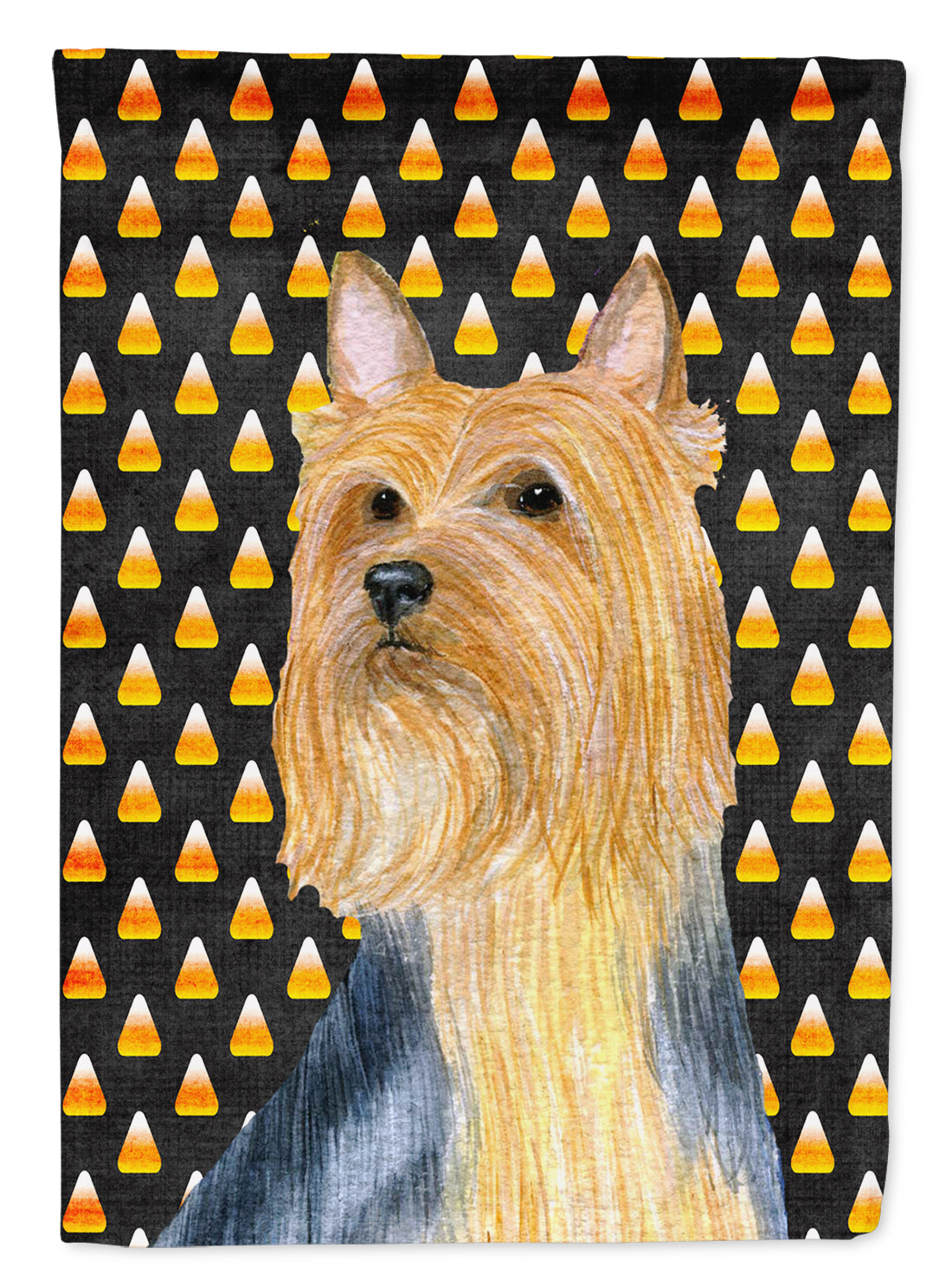 Silky Terrier Candy Corn Halloween Portrait Flag Canvas House Size  the-store.com.