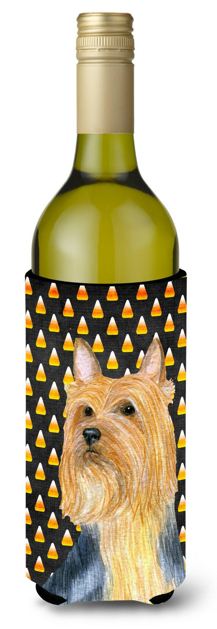 Silky Terrier Candy Corn Halloween Portrait Wine Bottle Beverage Insulator Beverage Insulator Hugger by Caroline&#39;s Treasures