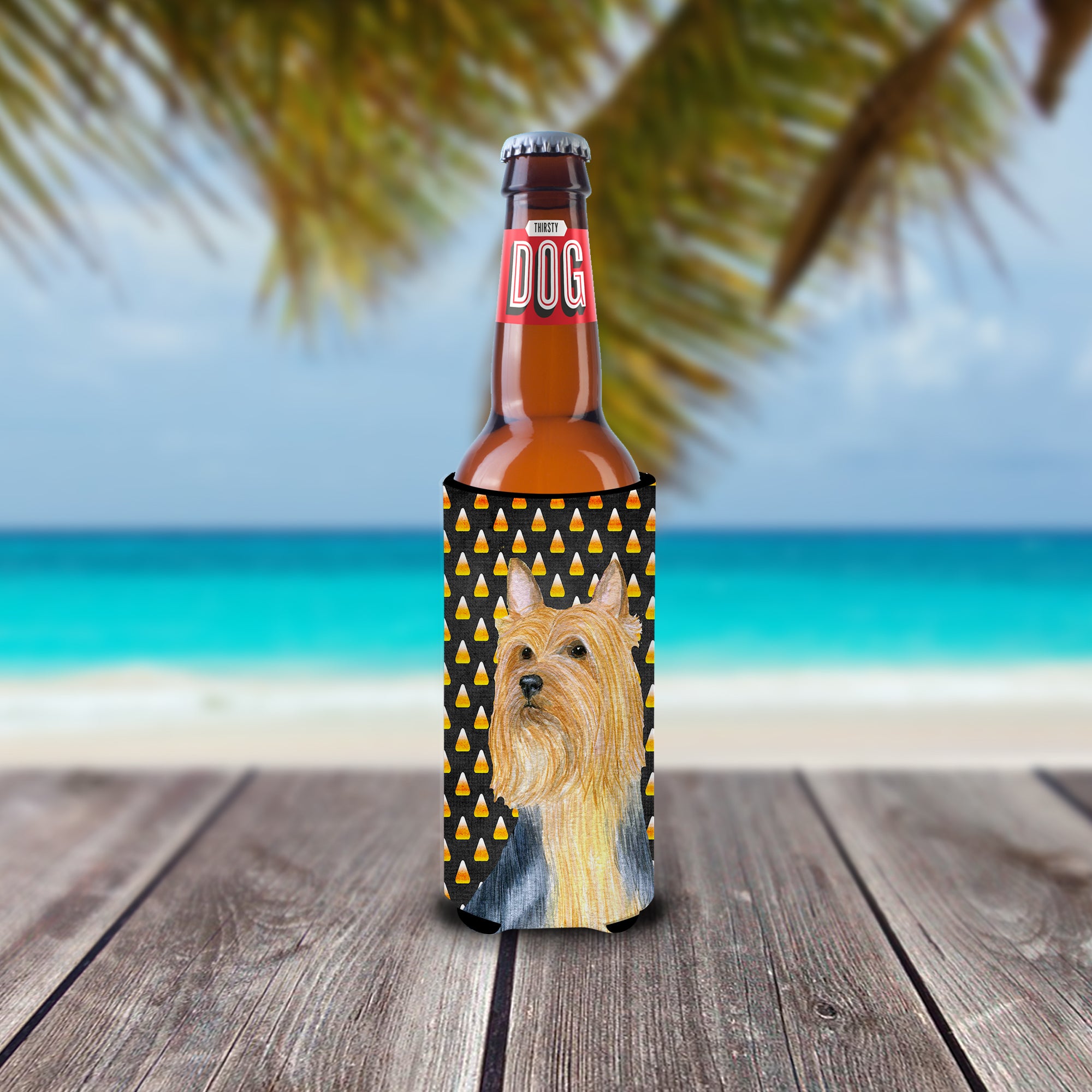 Silky Terrier Candy Corn Halloween Portrait Ultra Beverage Isolateurs pour canettes minces LH9057MUK