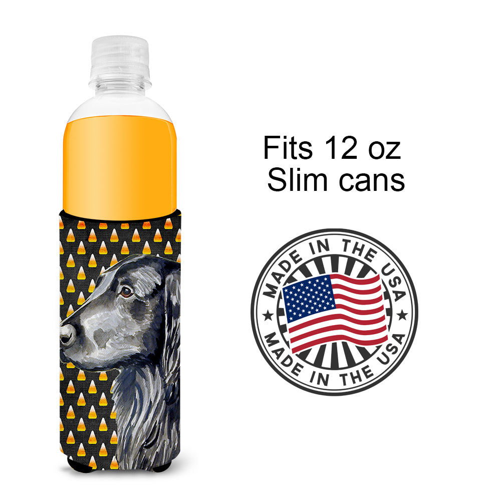 Flat Coated Retriever Candy Corn Halloween Portrait Ultra Beverage Insulators for slim cans LH9062MUK.