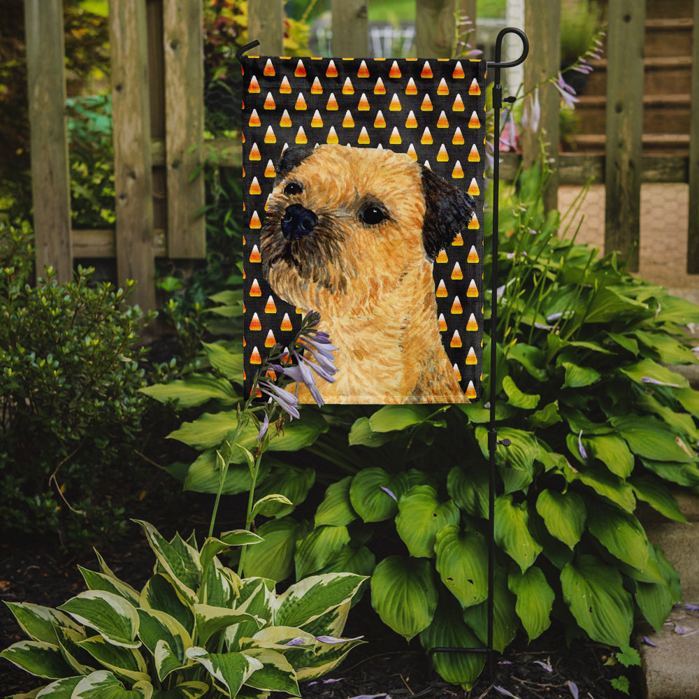 Border Terrier Candy Corn Halloween Portrait Flag Garden Size.