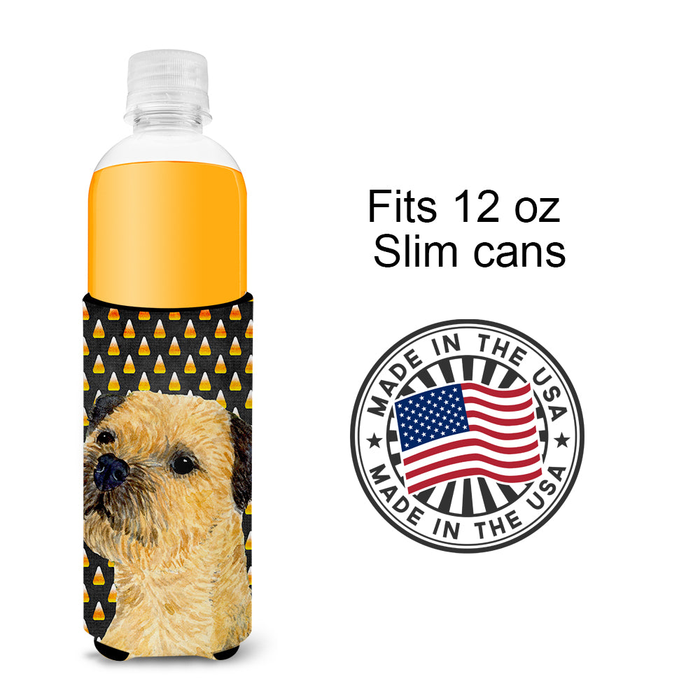 Border Terrier Candy Corn Halloween Portrait Ultra Beverage Insulators for slim cans LH9064MUK.