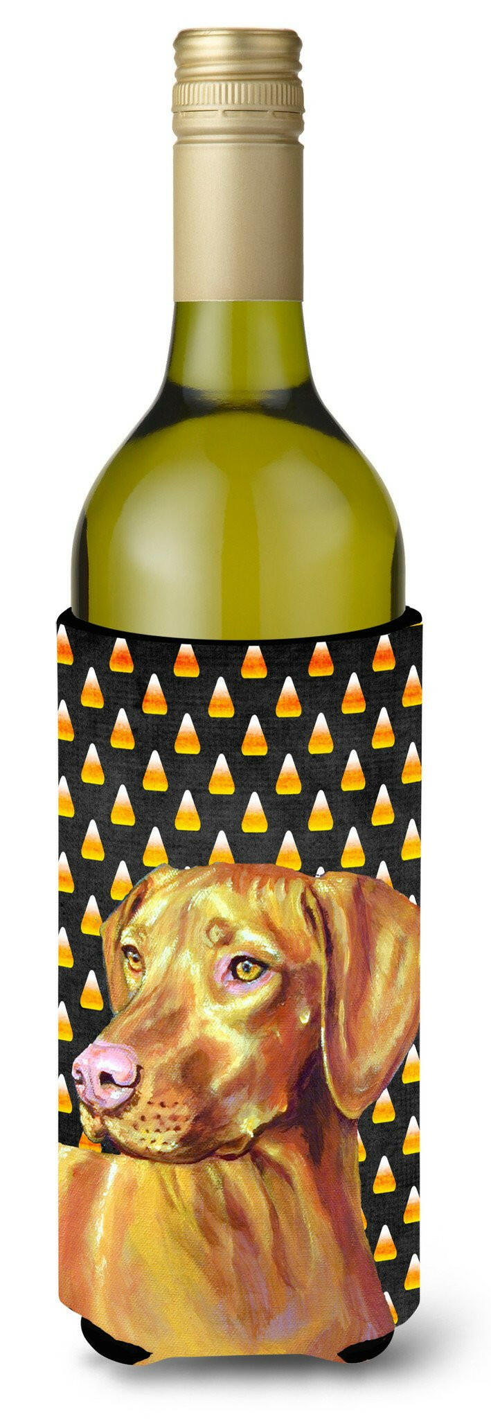 Vizsla Candy Corn Halloween Portrait Wine Bottle Beverage Insulator Beverage Insulator Hugger by Caroline&#39;s Treasures