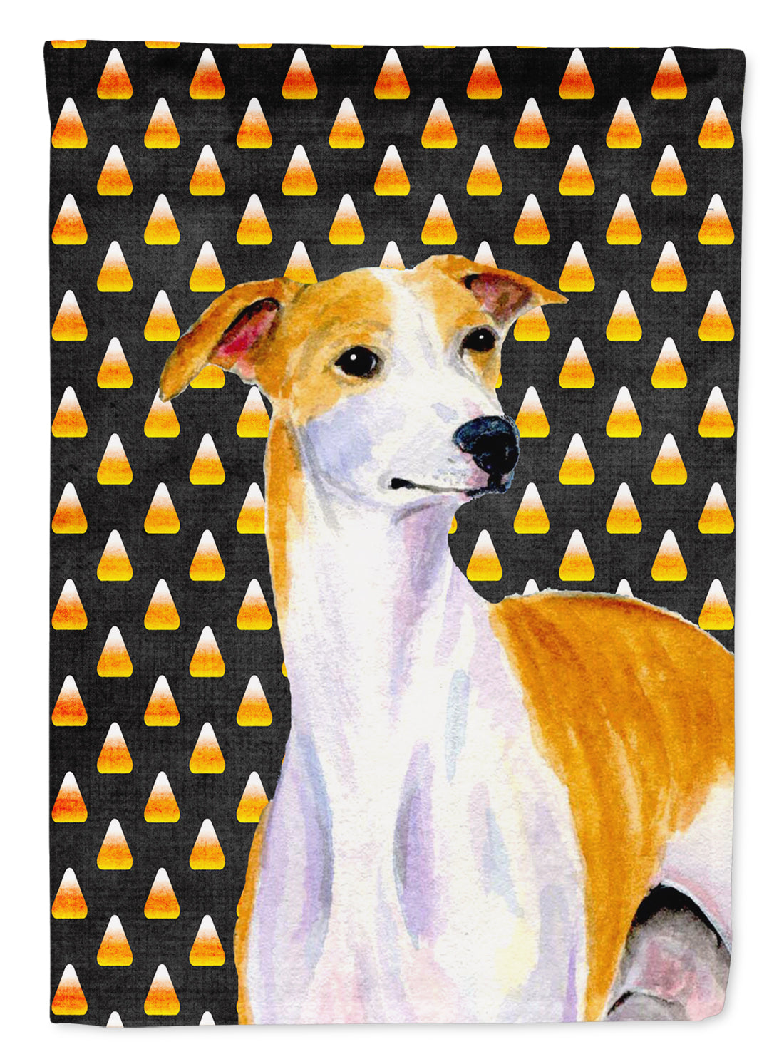 Whippet Candy Corn Halloween Portrait Flag Canvas House Size