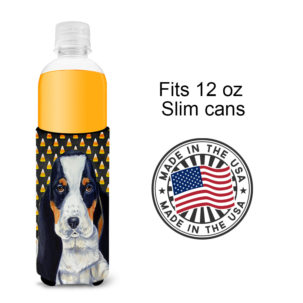 Basset Hound Candy Corn Halloween Portrait Ultra Beverage Insulators for slim cans LH9070MUK.