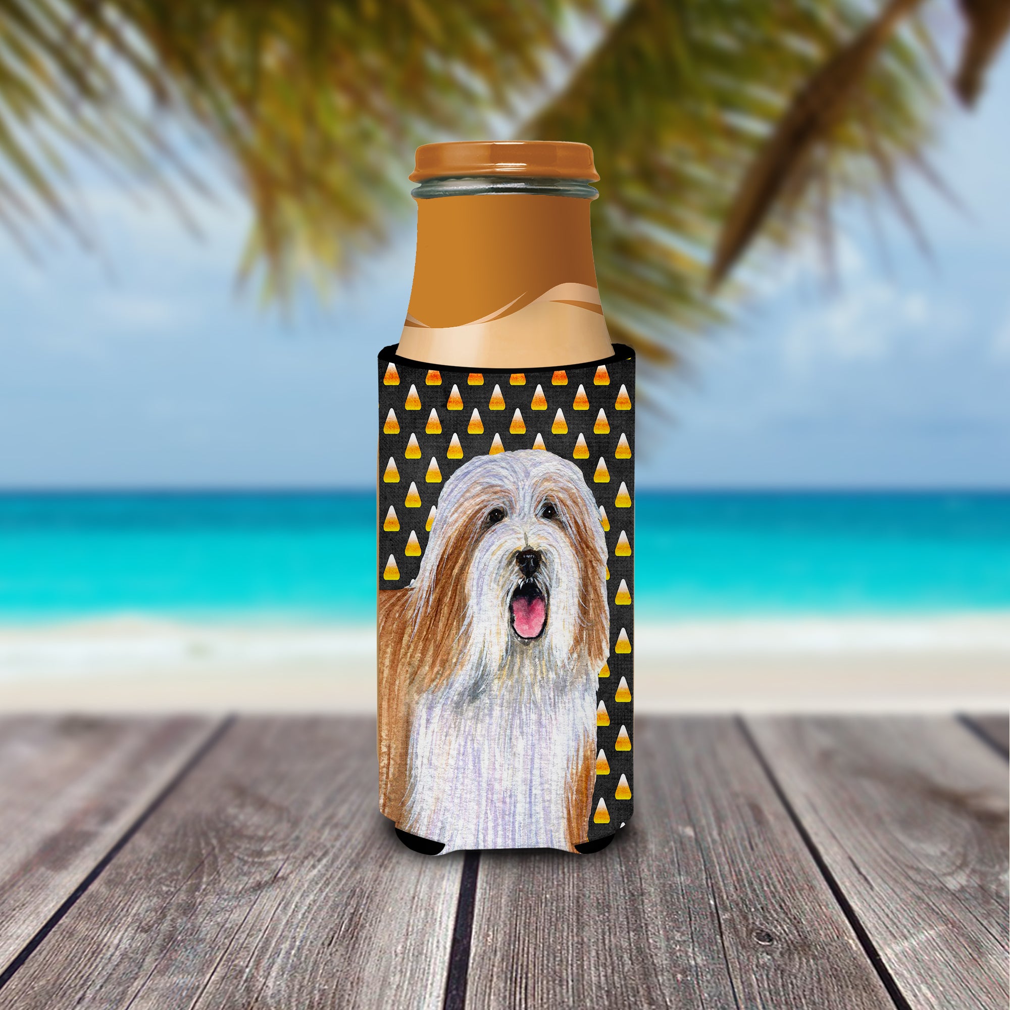 Bearded Collie Candy Corn Halloween Portrait Ultra Beverage Insulators for slim cans LH9071MUK