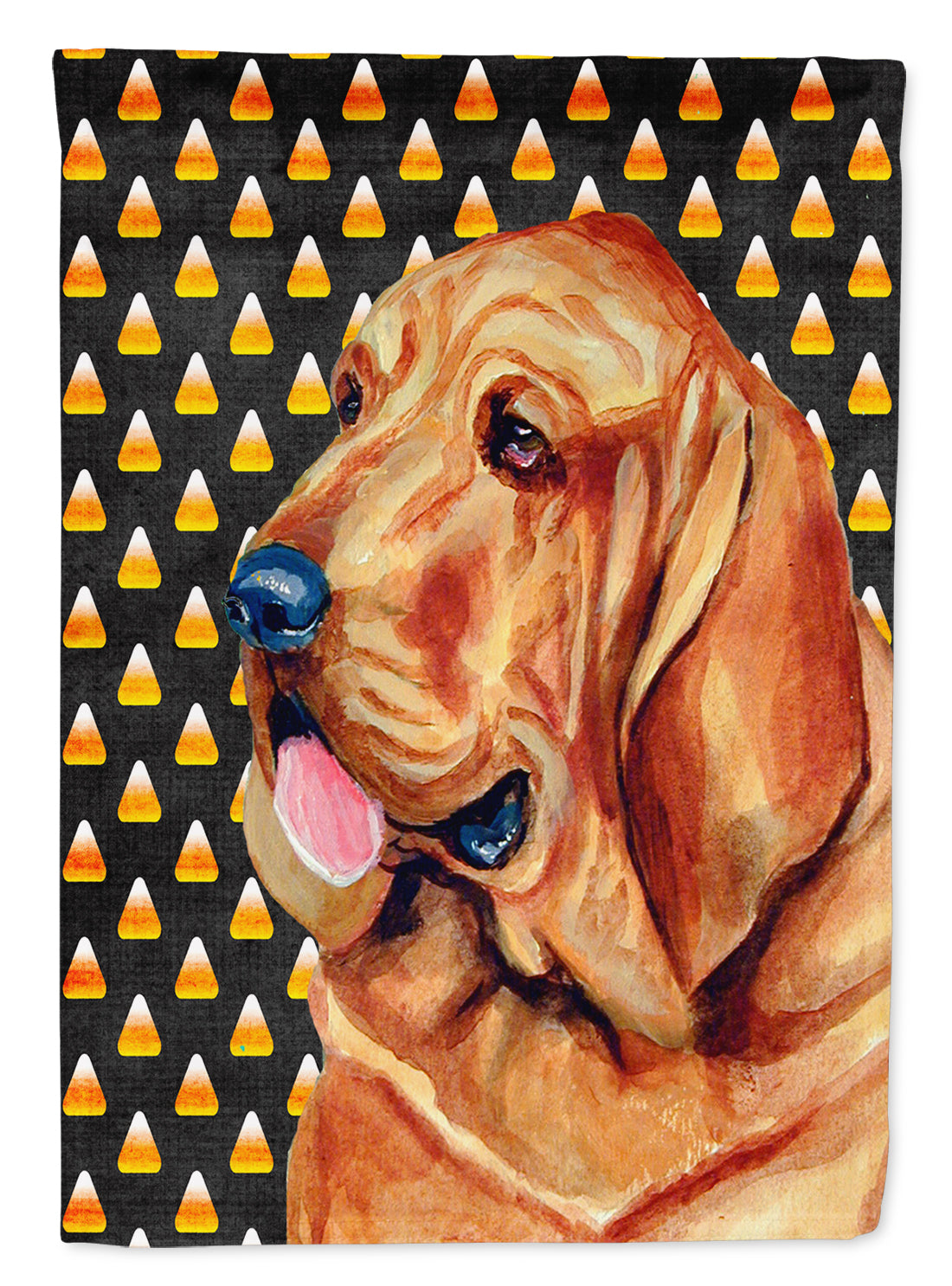Bloodhound Candy Corn Halloween Portrait Flag Garden Size