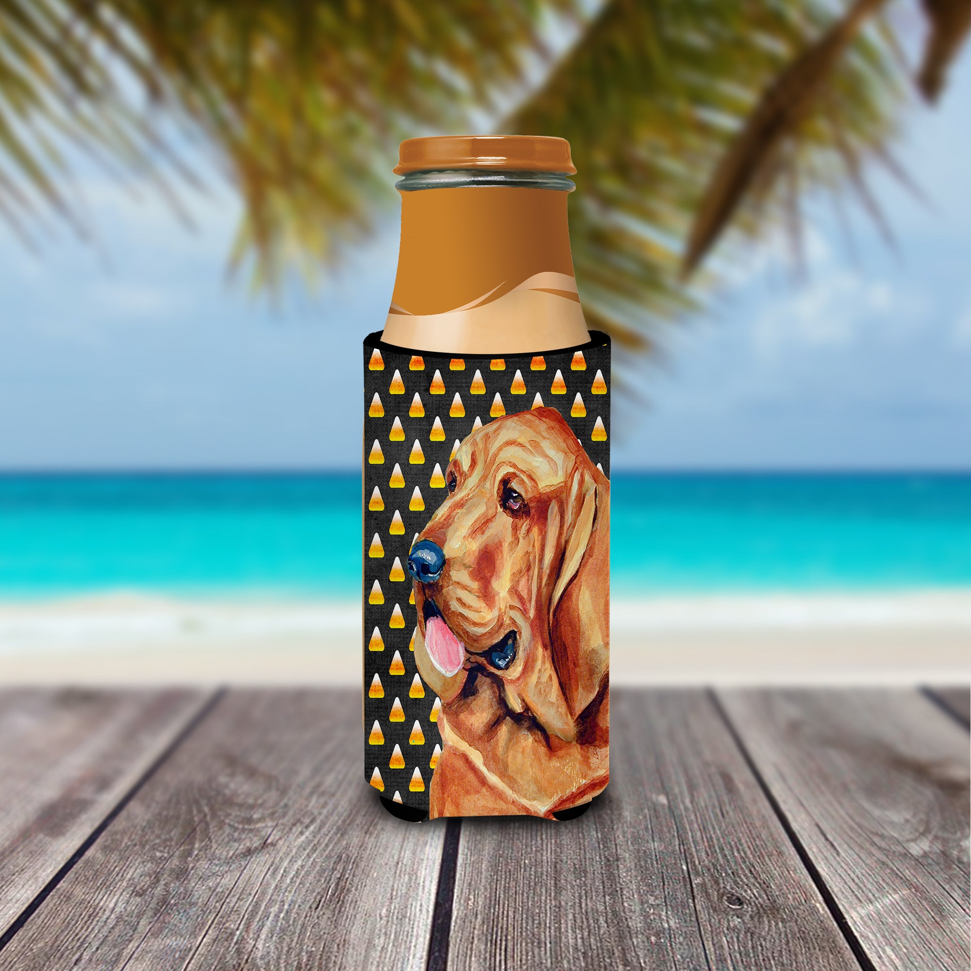Bloodhound Candy Corn Halloween Portrait Ultra Beverage Insulators for slim cans LH9072MUK